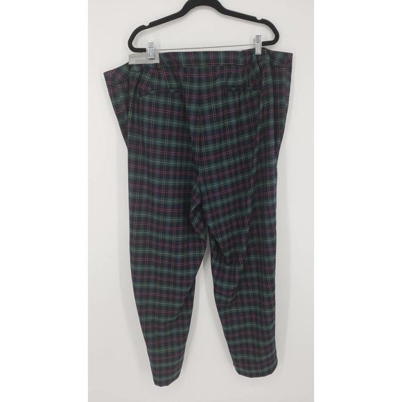 Talbots Plaid Hampshire Ankle Pants 22W Straight Leg Wool Blend High Rise Green - Picture 4 of 13